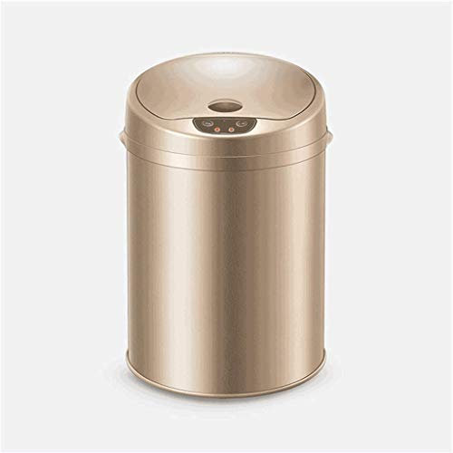 PLMNBQWE Pattumiera a induzione Intelligente, pattumiera Automatica a Forma di Tamburo con Coperchio, pattumiera Domestica in Acciaio Inossidabile per Soggiorno, Cucina, Bagno, pattumiera (D 9L)