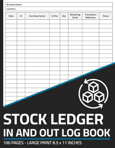 Stock Ledger In and Out Log Book: Inventory Movement Record Logbook