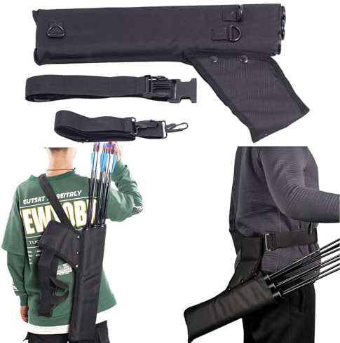 SPG Arrow Quiver 3 Tube with Back Straps and Waist Belt, Archery Hip Quiver for Arrows Hunting Shooting Practice, Holds Multiple Arrows for Quick Access (Black)