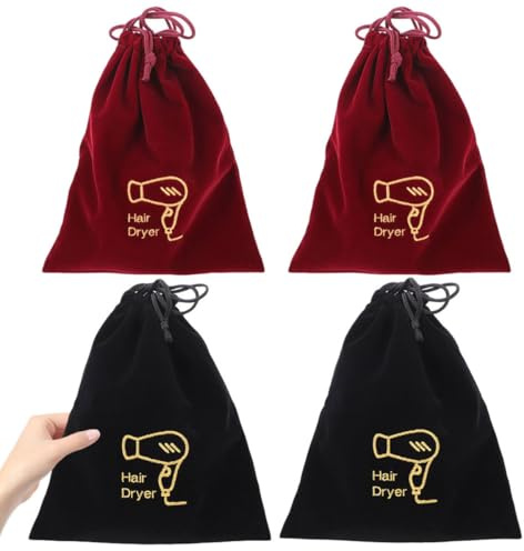 Generisch 4Pcs Aufbewahrungsbeutel Vakuum Haartrockner Glätterer Tragbarer Großer Kordelkordelbeutel Haartrockner Produkte Haltertrockner Toiliertasche Fahrt Bag Haargebläse Beutel Tasche