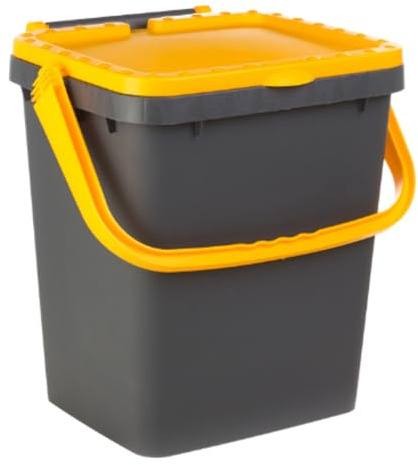 Ecoplast | Cubo de basura de 35 litros para recogida selectiva – con tapa y asa antitirandagismo, ideal para exteriores e interiores