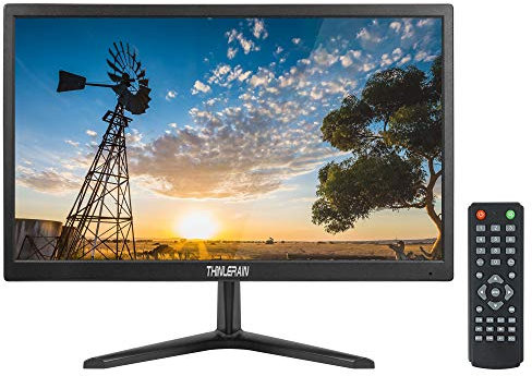 Thinlerain 20 Zoll PC Monitor 1600 x 900 LED Bildschirm CCTV Monitor BNC/VGA/HDMI/AV/Audio, VESA, Built-in Speaker, Schwarz
