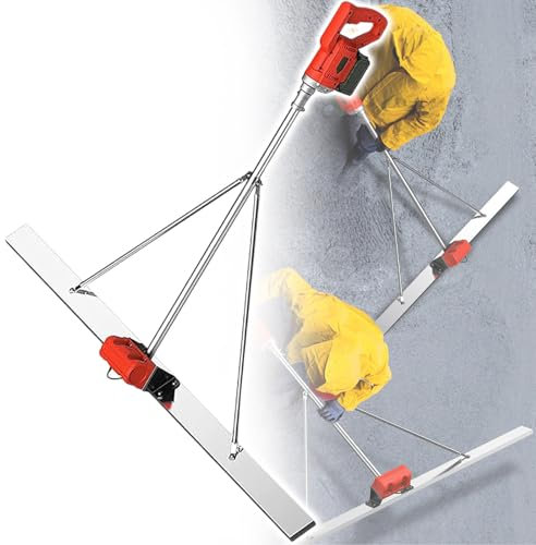 Vibratore di Superficie per Calcestruzzo Cemento Kit vibrante per massetto in calcestruzzo a batteria per finitura del calcestruzzo, tavola in acciaio inossidabile da 5 piedi e motore vibran
