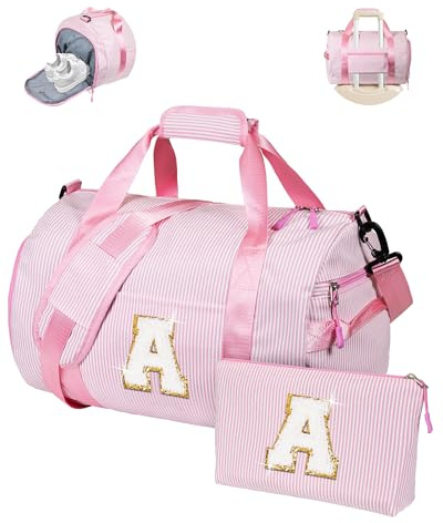 Vogewood Gifts for 5 6 7 8 9 10 Years Old Girls Travel Duffle Bag Dance Bag | Dance Bag for Girls-Birthday Gift-Kids Overnight Bags with Shoe Compartment&Makeup Bag-Teen Girl Gifts Trendy Stuff(Letter A)