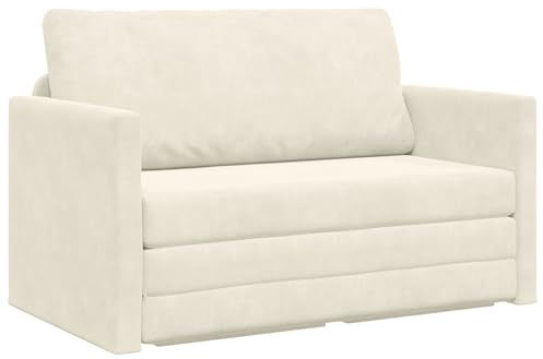 vidaXL Soffsäng 110cm Kräm Sammet, Vardagsrumsoffa-säng, rektangulär, modern och hållbar, omvandlingseffektiv, platsbesparande design