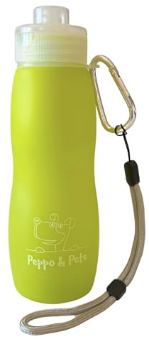 Peppo and Pets-Botella Pipi Perro silicona-400 ml-Válvula Anti Goteo-Chorro a presión (Color Lima)
