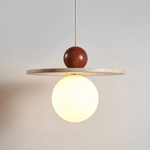 Lampada a Sospensione Interni Sferica in Pietra Naturale Giapponese Stile retrò in Cemento Luce Pendente con Attacco G9 per Cucina Fattoria Sala da Pranzo Camera da Letto