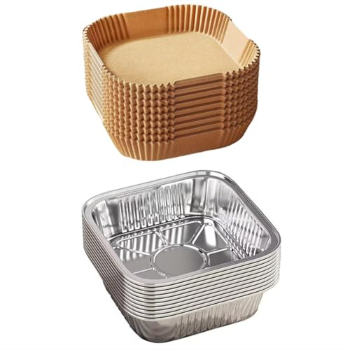 MMCCHB Aluminum foil Tray, Silicone Oil Paper Baking Tray, Used for Baking, Non Stick air Fryer Liner