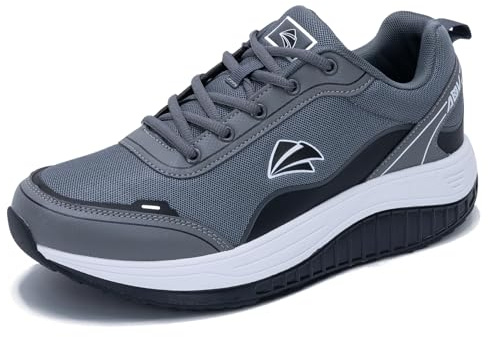 IIV Men's Orthotic Walking Shoes with Arch Support for Plantar Fasciitis & Flat Feet | Shock Absorbing Work Sneakers for Knee, Heel, Ankle Pain Relief & Daily Comfort Grey Black