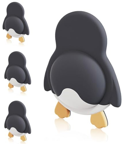Set med 4 dörrstopp, väggdörrstopp, dörrstopp, återanvändbar, silikondörrskydd, återanvändbar, (pingvindesign)