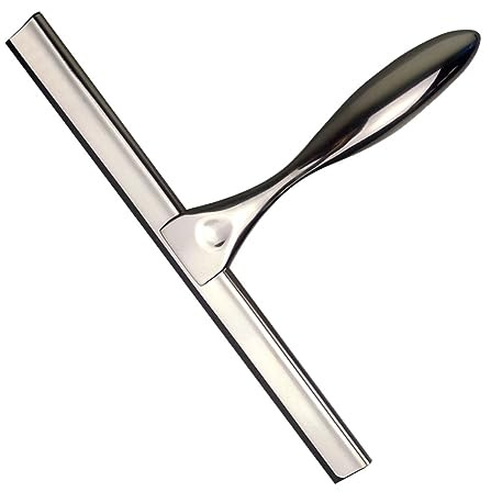 FIXOSHEE Escobilla para Ducha con Mango Antideslizante Rastrillo de Goma Resistente al Óxido para Limpieza de Mamparas de Vidrio Azulejos y Ventanas Baño y Cocina