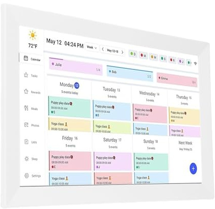 SIXRUN 15,6-Zoll-HD-Touchscreen-Familienplaner-Kalender, Digitale Haushaltsaufgaben-Tafel Smart-Wall-Display mit 2-Wege-Synchronisation (Europäischer Standard)