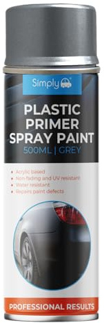 Simply Auto Grey Plastic Primer Spray Paint 500ml – Acrylic Base Adhesion Promoter, Fast Drying, UV & Water Resistant – Automotive Plastic Undercoat – Pack of 1