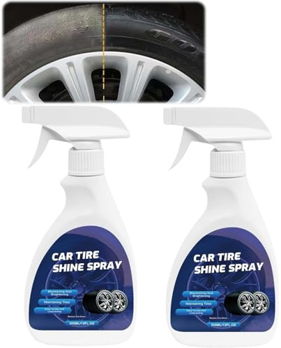 High-Gloss Tire Shine Spray 355ML, Long Lasting Protective Agent, Bright Blackening Luster for Car, Truck, Motorcycle, RV, Fast Application, Car Detailing Maintenance (2Pcs)