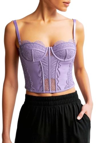 Ropa interior moldeadora ligera de encaje para mujer, corsé sin costuras, para exteriores de moda, aspecto suave debajo de la ropa, Morado (, XL