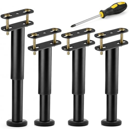 ZYNERY 4 Pcs Bed Legs Adjustable, 18-30cm (7-12 Inch) Adjustable Heavy Duty Metal Bed Support Leg, Adjustable Furniture Legs for Bed, Sofa, Dresser, Table, Chair, Desk, Cabinet