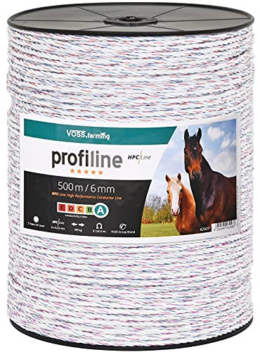 VOSS.farming 500m Kunststofflitze 6mm mit Litzenverbindern Weidezaunseil Weidezaun Litze Kordel