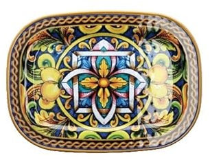 1 Pezzo Vassoio Rettangolare in Melamina Decorazione Lemon 42,5 x 31,5 x 2 cm