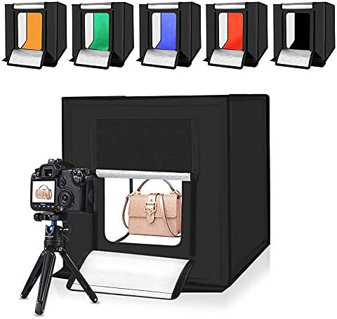 STUDIO SET FOTOGRAFICO GRANDE 40 CM LIGHT BOX CON ILLUMIN. LED 6 SFONDI PORTATILE