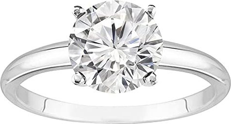 Houston Diamond District 1 to 10 Carat IGI Certified Lab Grown Diamond Engagement Ring, Round Cut Solitaire, 4-Prong Setting, E–F Color VS2–SI1 Clarity 14K White Gold 1 Carat Size-7