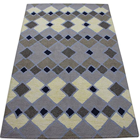 Teppich 100% Wolle Grau Beige Gelb Orientteppich 150X240 cm Handgetuftet MH938