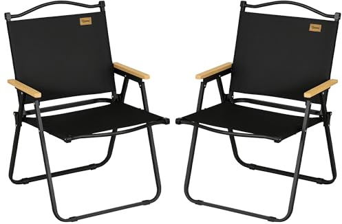 Outsunny Lot de 2 chaises de Camping Chaise de pêche Pliante - Tissu Oxford et Structure Acier - 54 x 59 x 78 cm - Noir
