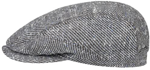 Stetson Plainfield Silk Wool Flatcap Herren Schirmmütze Frühjahr Sommer Tweed Look Gestreift Mehrfarbig Made in Germany braun-blau 60 cm