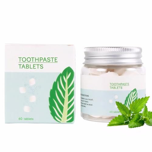 Toothpaste Tablets, 60Pcs Nano Hydroxyapatite Toothpaste, Fluoride Free Remineralizing NOBS Toothpaste Tabs, Fresh Breath|Cleaning Teeth(Mint)