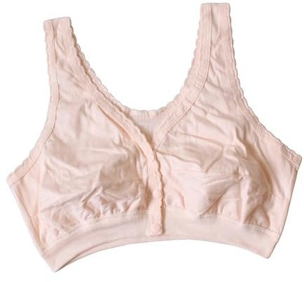 TOSOFT Sujetador Tipo Camiseta Con Cierre Frontal For Mujeres Mayores Sujetador Tipo Camiseta De Algodón Puro Cómodo Con Cierre A Presión Sin Aros For Uso Diario(Skin,XXL/XX-Large)