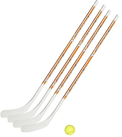 Vancouver Streethockeyschläger-Set Junior 8: 4 Schläger 115cm gerade Kelle & Tennisball