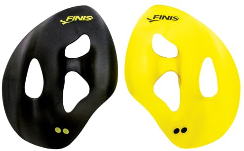 FINIS Iso Swim Training Paddles - Stroke Technique Trainer - Isolates Muscle Groups - Strapless - Black/Yellow - Small