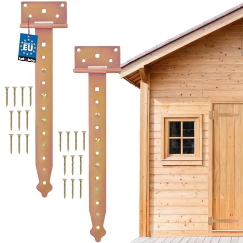 KOTARBAU® Ensemble de charnières pour portail en T 2 PCS 350 mm (13,78 pouces) Charnières de porte en bois Charnières pour volets Charnières de porte galvanisées jaune