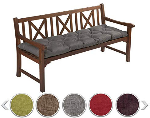 sunnypillow Bankauflage Outdoor - Bankkissen für Bank 140 x 50 cm - Sitzkissen für Hollywoodschaukel - Polsterauflage, Auflage für Gartenbank - Gartenkissen, Stuhlkissen für Gartenmöbel Anthrazit