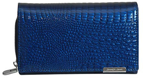 Jennifer Jones - Lang Format sehr feine Leder Croco-Snake elegant Damengeldbörse Portemonnaie (Blau) - präsentiert von ZMOKA®