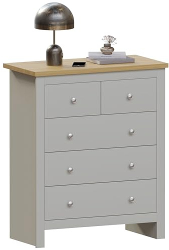 Vida Designs Arlington 3+2 Chest of Drawers Cabinet Storage Modern Bedroom Furniture (Grey)