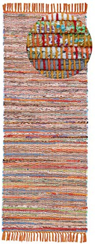 carpetfine Flachgewebeteppich Kelim Chindi Läufer Orange 75x240 cm | Moderner Teppich für Wohn- und Schlafzimmer