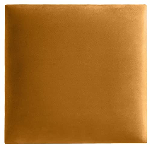 softwalls Wandkissen Samt mit 50mm Polsterung - Bett Kopfteil Wandpolster - Wandverkleidung - Wandpaneele | 30 x 30 Goldgelb