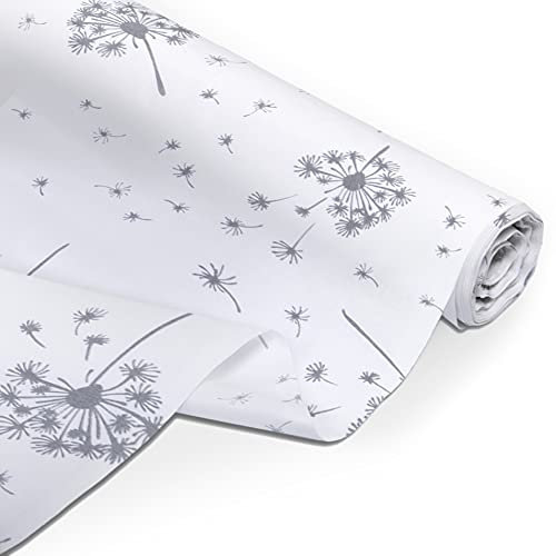 Amilian Baumwollstoff Meterware, Stoffe, Stoffreste, Stoffpaket: ca. 160 cm x 200 cm, zum Nähen, für Patchwork 100% Baumwolle DIY Baumwollstoff, Baumwolltuch, Nähstoffe, Pusteblume Weiß