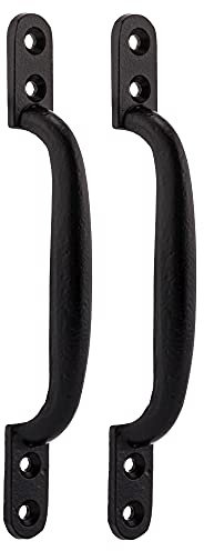 XFORT Lot de 2 poignées traditionnelles noires en fonte pour portails, granges et portes d'abri de jardin