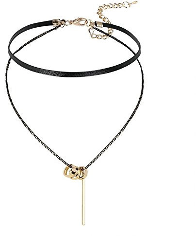 Banemi Choker Tattoo, Ketten für Damen Circle-Bar Edelstahl Goldschwarz Choker für Täglichen Gebrauch, Cosplay 33+8cm