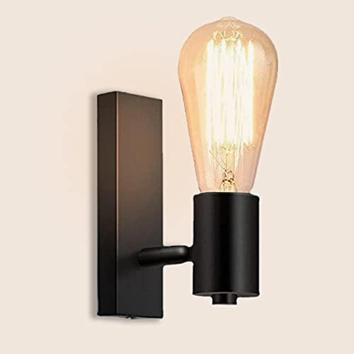LIGKIN Apliques de Pared Industriales E27 Lámpara Interior Diseño Vintage 360° Ajustable Lámpara de Pared Metal Iluminación Interior para Escalera Pasillo Salón,Negro