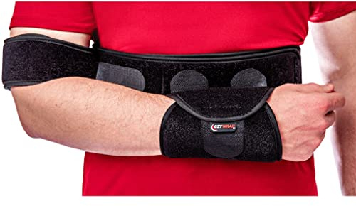 Ezy Wrap Arm Sling Shoulder Immobilizer – Strap-Free Shoulder Sling Immobilizer with Bicep and Wrist Support – Adjustable, Breathable Foam Brace for Men & Women – Universal Fit for Everyday Comfort
