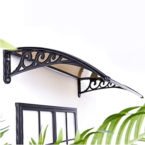 Vordach für Haustür Aus Polycarbonat,Haustür Überdachung Haustürvordach Sonnen Regen Shelter Roofing Türvordach Terrassen-Veranda für Türdach Fenster,Teefarben (120x150cm/47x59in)