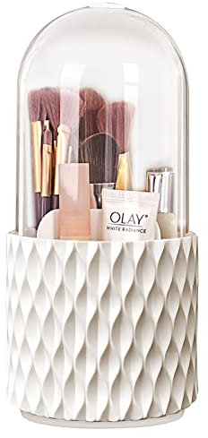 FIVAVA Make Up Organizer 360° Drehbarer, Make up Pinsel Aufbewahrung 5 Fächern, Pinselhalter Kosmetik Aufbewahrung für Make-up, Lippenstift, Pinsel, Makeup Brush Holder für Frisiertisch