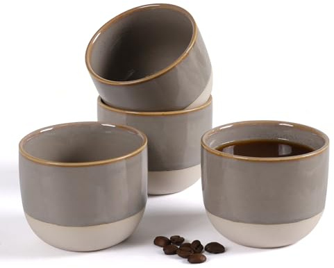 ZEBERBO Set of 4 150ml Ceramic Espresso Cups Espresso Coffee Mugs Special Enameled Espresso Cups for Espresso Machine