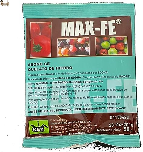 BricoLoco.com Quelato de hierro para plantas en polvo soluble en agua. Abono anti clorosis férrica. Todo tipo de plantas y árboles, limonero, cítricos, hortensias, huerto, vid (1)