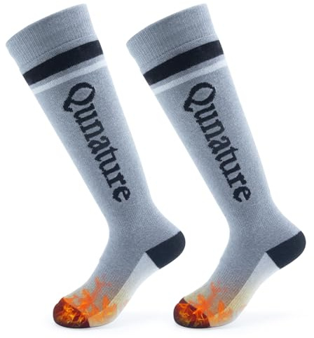 Qunature Calcetines de Esquí para Niños 1 Par de Calcetines Calientes sobre Rodilla Calcetines Invierno para Snowboard Esquiar Senderismo Trekking 25-36
