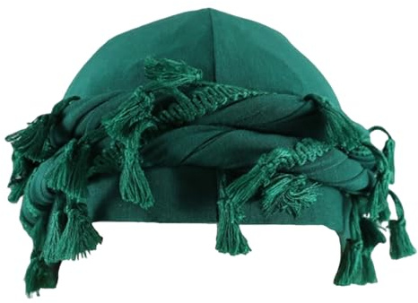 Turban pour homme vintage torsadé doublé de satin halo turban léger à pompons, vert foncé, taille unique