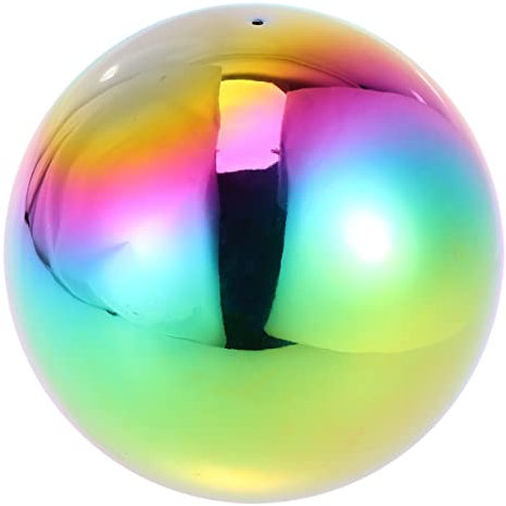 FUNOMOCYA Bunte Edelstahlkugel 150mm Rund Hohl mit Hochglanzpolierung Dekorative Metallkugel für Haus und Garten Farbenfrohes Design mit Blickfang Effekt Zufällige Farbe