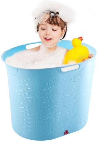Kinderbadewanne,Babybadewanne - Hochtemperaturbeständige Komfort-Babybadewanne mit Ablauf | Tiefer großer Badeeimer, Kleinkindzubehör für und Mädchen